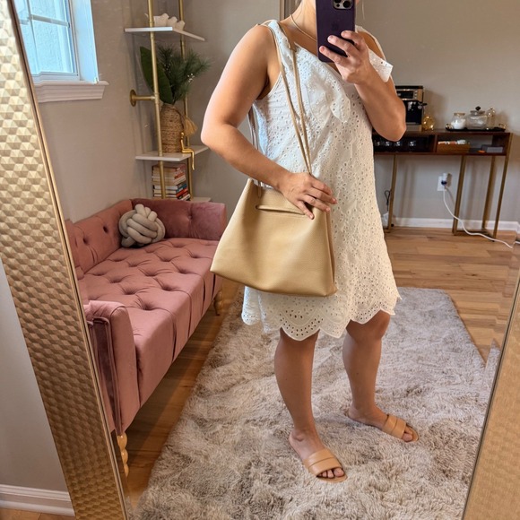 Tan Faux Leather Tote Bag, Minimalist Satchel, Lightweight Shoulder Bag - Picture 8 of 11